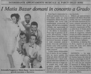 Messaggero Veneto 23 luglio 1983 Matia Bazar a Grado