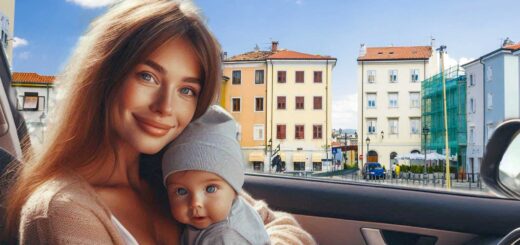 mamma bambino in automobile a Muggia